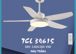 Quạt trần đèn TCL 3461S – 5 cánh màu trắng